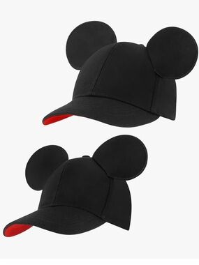 Black Mickey Ear Baseball Cap with Red Underbill Daddy & Me
